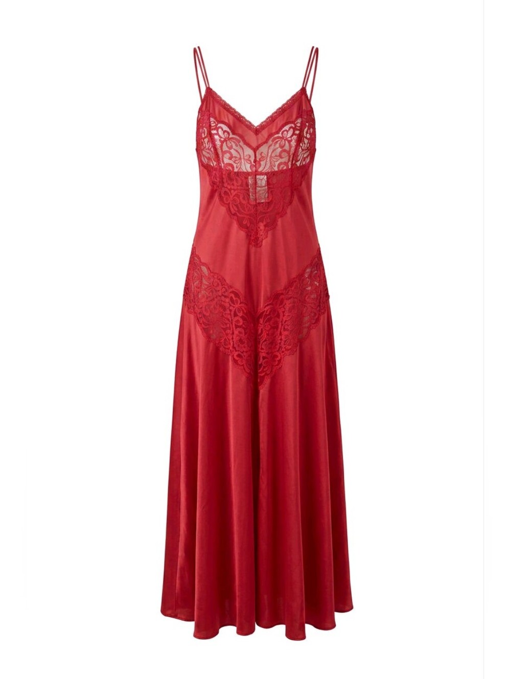 Vintage Miss Elaine Peignoir Red Gown Nylon Lace Trim USA
